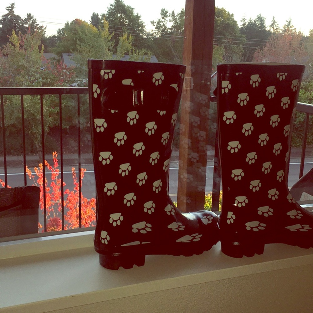 paw print rain boots